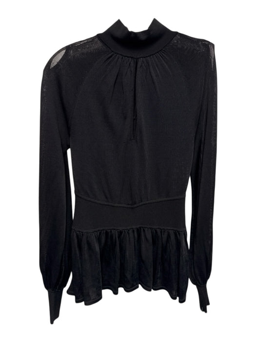 Intermix Size P Black Rayon & Nylon Long Sleeve Mock Neck Keyhole Top Black / P