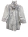 KMJ Size S White Short Puff Sleeve Ruffle mock neck Buttons Pintuck Top White / S