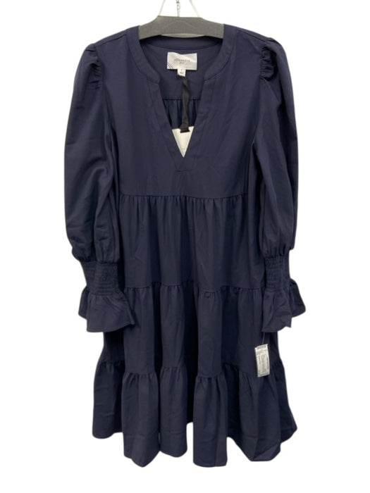 Pomander Place Size L Navy Blue Polyester & Spandex Long Bell Sleeve Dress Navy Blue / L