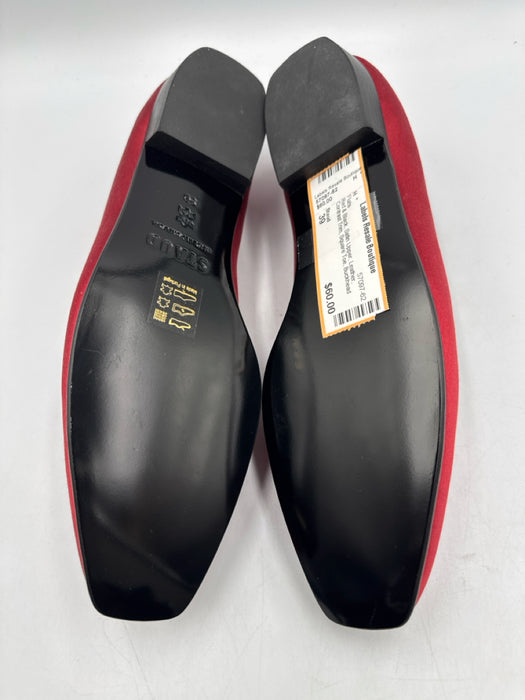 Staud Shoe Size 39 Red & Black Satin Upper Leather Contrast Trim Flats