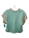 Koch Size XS Mint & Biege Polyester Sequined Mock Collar Short Sleeve Top Mint & Biege / XS