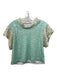 Koch Size XS Mint & Biege Polyester Sequined Mock Collar Short Sleeve Top Mint & Biege / XS