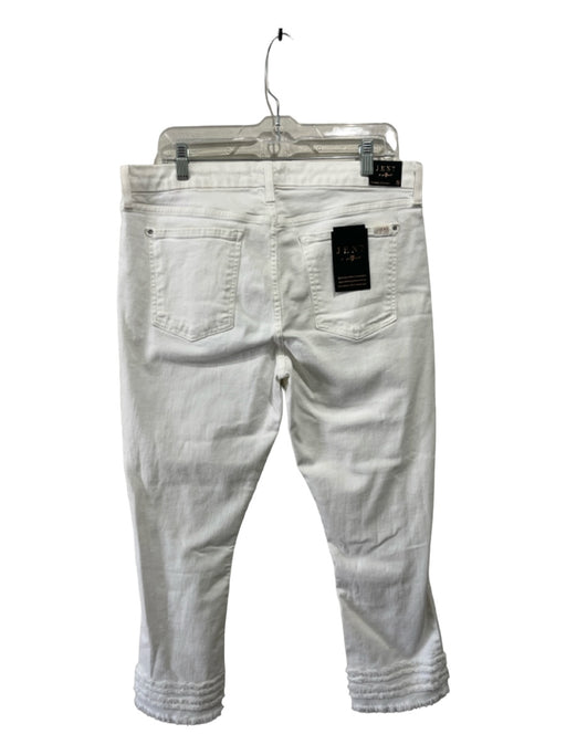 7 For All Mankind Size 14 White Cotton Denim Stretch Crop Fringe hem Jeans White / 14
