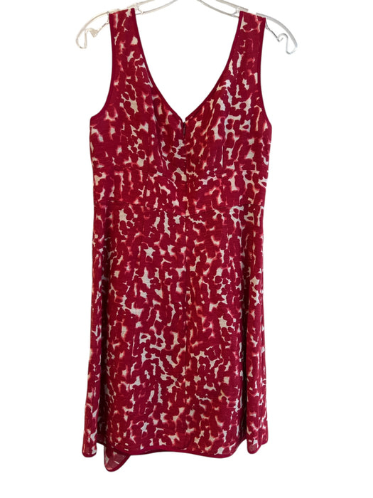 Nanette Lepore Size 6 Red Acetate & Silk Sleeveless Abstract Print V Neck Dress Red / 6