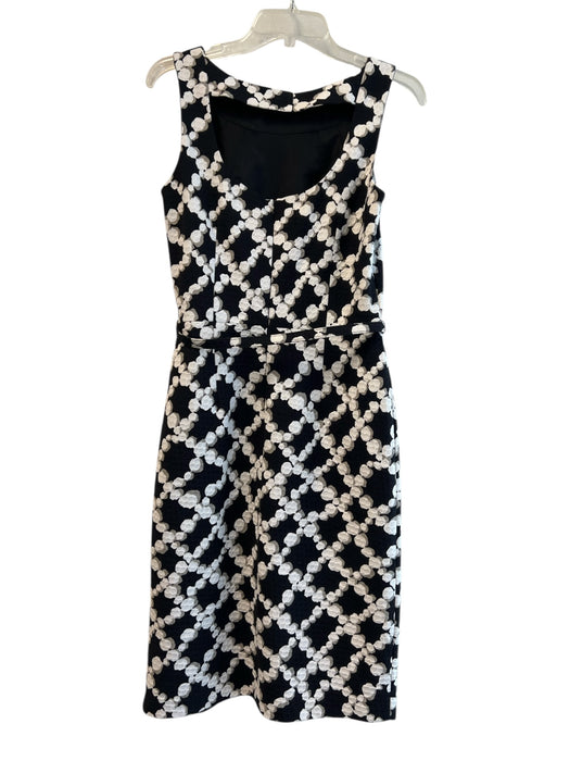 David Meister Size 6 Black & White 100% Cotton Sleeveless High Neck Dress Black & White / 6