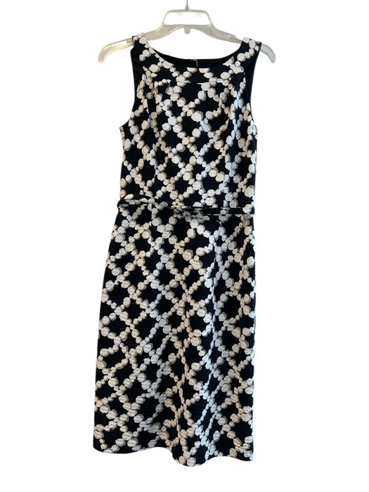 David Meister Size 6 Black & White 100% Cotton Sleeveless High Neck Dress Black & White / 6