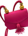 Columbine Hot pink Grosgrain Tassel gold ball Rope Strap Evening Clutch Bag Hot pink / Small