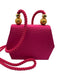Columbine Hot pink Grosgrain Tassel gold ball Rope Strap Evening Clutch Bag Hot pink / Small