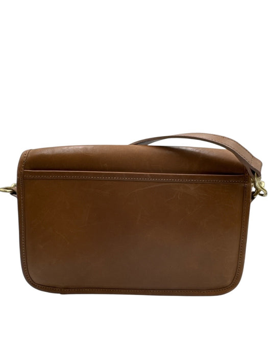Coach Light Brown & Brass Leather Flap Turn Lock Crossbody Strap Bag Light Brown & Brass / S