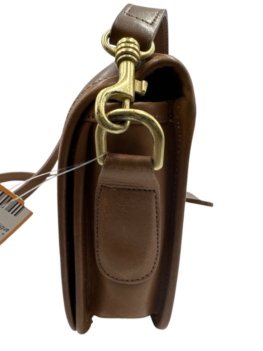 Coach Light Brown & Brass Leather Flap Turn Lock Crossbody Strap Bag Light Brown & Brass / S