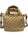 MZ Wallace Gold Nylon Quilted Top Handles Crossbody Strap Bag Gold / S