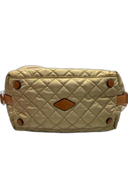 MZ Wallace Gold Nylon Quilted Top Handles Crossbody Strap Bag Gold / S