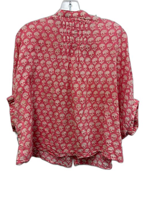 India Collection Emerson Fry Size One Size Pink & Beige Cotton Floral Print Top Pink & Beige / One Size