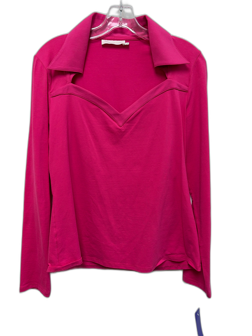 Anne Fontaine Size 44 Hot pink Pima Cotton Long Sleeve Wide Neck Collar Top Hot pink / 44