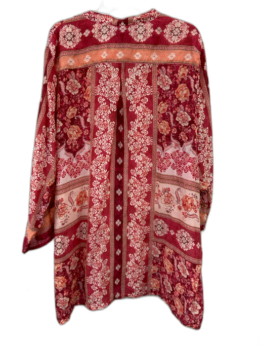 Johnny Was Size XL Pink, Blue, Orange Cupra Rayon Long Sleeve Abstract Print Top Pink, Blue, Orange / XL