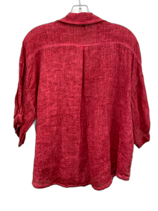 Inizio Size M Red Linen Short Sleeve Buttons Buttons Top Red / M