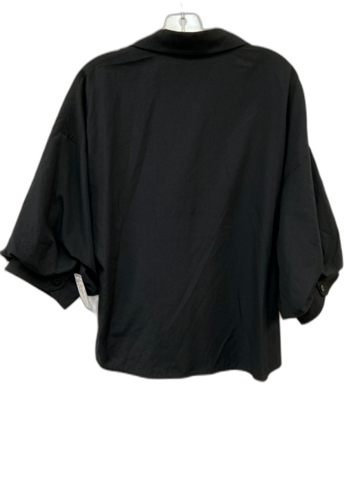 Brochu Walker Size L Black Polyester & Cotton Puff 1/2 Sleeve Split Neck Top Black / L
