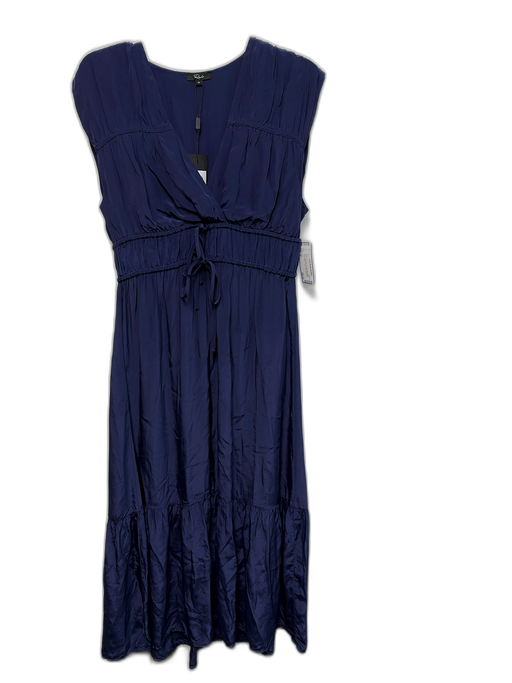 Rails Size M Dark Blue Viscose Sleeveless Cinch Waist V Neck Midi Dress Dark Blue / M