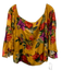 Alice + Olivia Size L Yellow, Red, & Multi Cupro & Viscose 1/2 Bell Sleeve Top Yellow, Red, & Multi / L