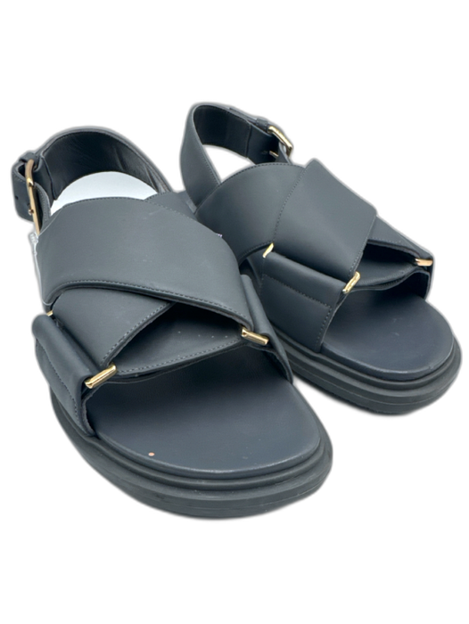 Marni Shoe Size 39 Slate Blue Leather Gold hardware Slingback Buckle Sandals Slate Blue / 39