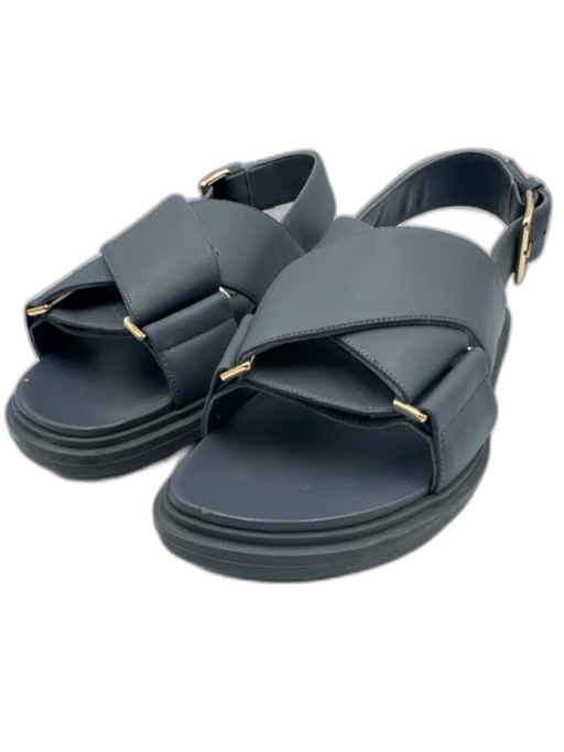 Marni Shoe Size 39 Slate Blue Leather Gold hardware Slingback Buckle Sandals Slate Blue / 39