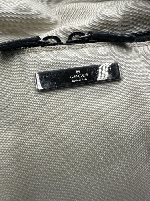 Gucci AS IS Beige & Black Nylon & Leather Zip Pockets Crossbody Men's Bag