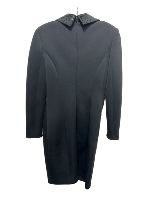 Badgley Mischka Size 8 Black Polyester Blend Neoprene Blazer Rhinestone Dress Black / 8