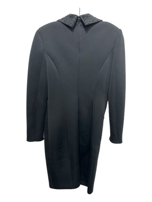 Badgley Mischka Size 8 Black Polyester Blend Neoprene Blazer Rhinestone Dress Black / 8