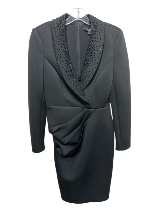 Badgley Mischka Size 8 Black Polyester Blend Neoprene Blazer Rhinestone Dress Black / 8