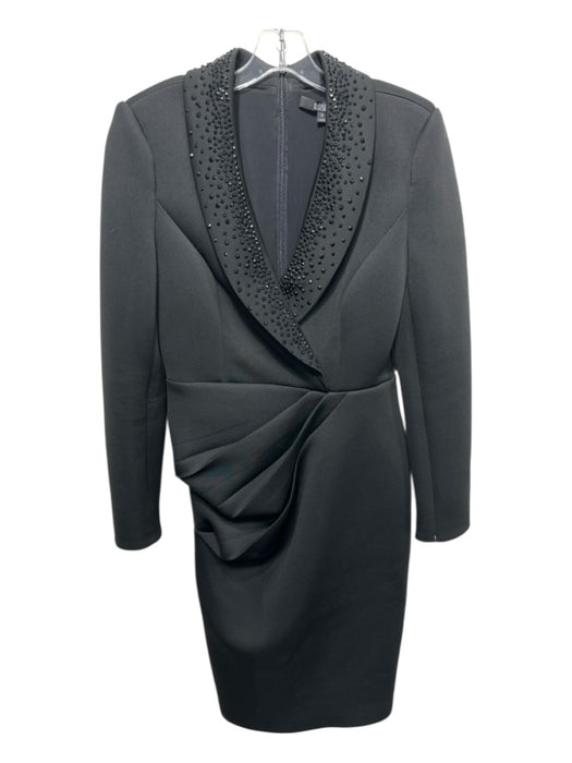 Badgley Mischka Size 8 Black Polyester Blend Neoprene Blazer Rhinestone Dress Black / 8