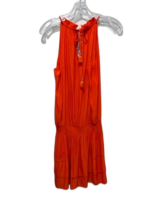 Ramy Brook Size Small Orange Polyester Blend Sleeveless Tassel Tie Detail Dress Orange / Small