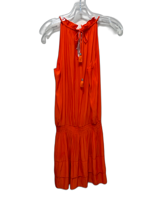 Ramy Brook Size Small Orange Polyester Blend Sleeveless Tassel Tie Detail Dress Orange / Small