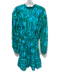Lilly Pulitzer Size 4 Green & Blue Lyocell Long Sleeve Floral Print V Neck Dress Green & Blue / 4