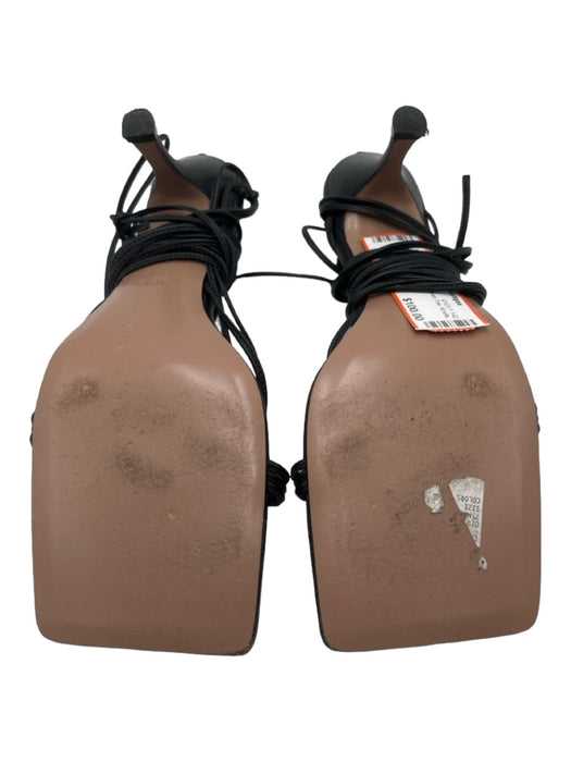 Andrea Wazen Shoe Size 39.5 Black Leather Strappy Open Toe Knots Pumps Black / 39.5