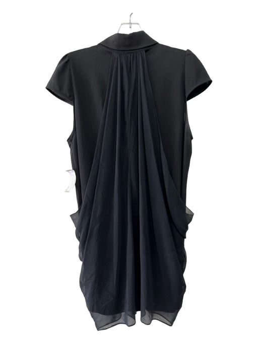 Alice + Olivia Size M Black Silk Blend Draped Cap Sleeve Button Down Dress Black / M