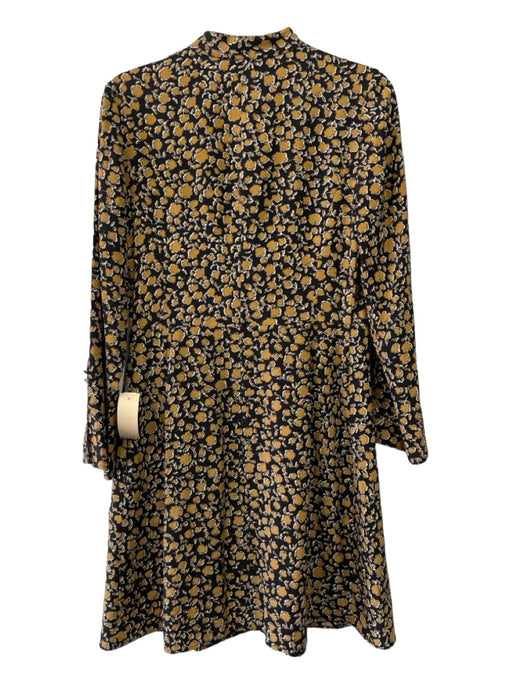 Derek Lam 10 Crosby Size 10 Black & Brown Silk Long Sleeve Abstract Dots Dress Black & Brown / 10