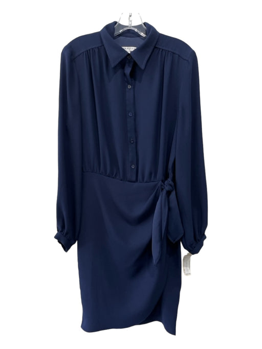 Trina Turk Size 6 Navy Blue Polyester Blend 1/2 Button Tulip Front Collar Dress Navy Blue / 6