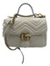 Gucci White & Gold Leather Quilted Flap Gold Logo Handbag & Crossbody Bag White & Gold / M