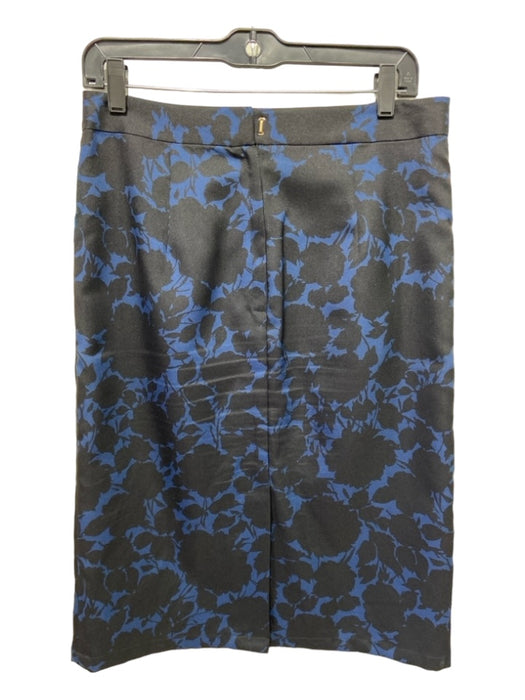 Marc By Marc Jacobs Size 8 Black & Blue Polyester Floral Pleat Detail Skirt Black & Blue / 8