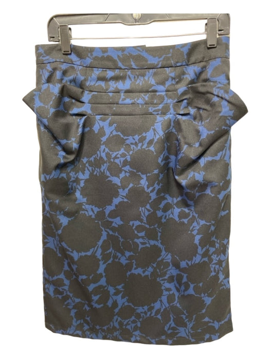 Marc By Marc Jacobs Size 8 Black & Blue Polyester Floral Pleat Detail Skirt Black & Blue / 8