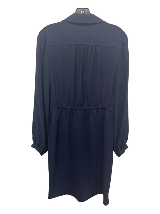 Trina Turk Size 6 Navy Polyester Blend Side Tie 1/2 Button Long Sleeve Dress Navy / 6