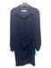 Trina Turk Size 6 Navy Polyester Blend Side Tie 1/2 Button Long Sleeve Dress Navy / 6