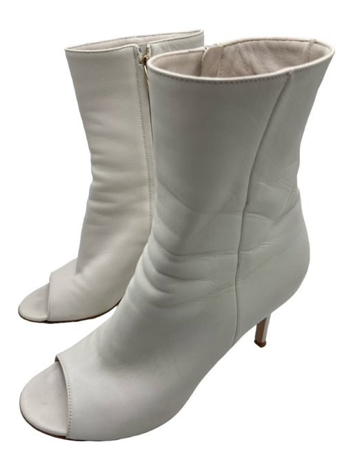 Gianvito Rossi Shoe Size 38.5 White Leather open toe Calf Crop Stiletto Booties White / 38.5