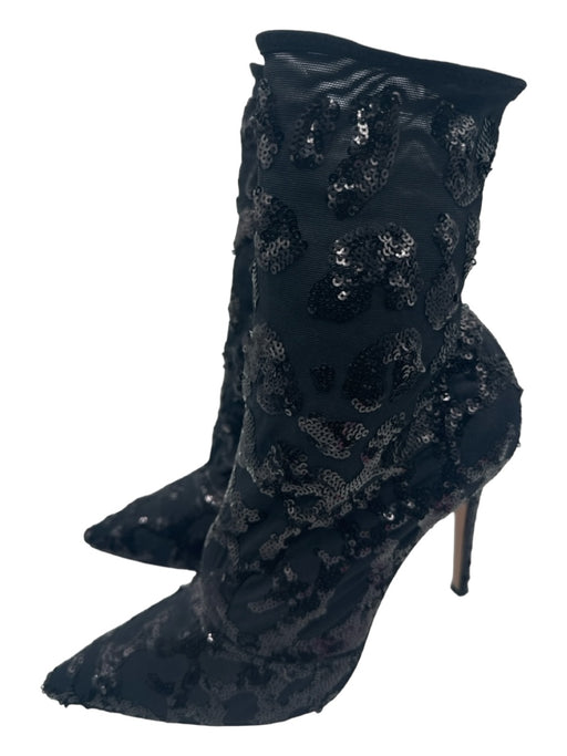 Gianvito Rossi Shoe Size 39 Black Synthetic Sequin Calf High Pointed Toe Booties Black / 39