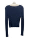 Rag & Bone Size L Navy Blue & White Cotton & Cashmere Blend Ribbed Button Up Top Navy Blue & White / L