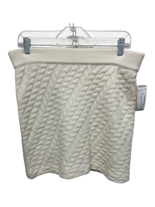 Loulou Studio Size L Cream Cashmere Elastic Waist Cable Knit Skirt Cream / L