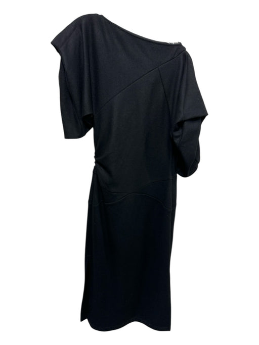 DAWEI Size 40 Black Wool Tulip Sleeve Solid Side Zip Maxi Dress Black / 40