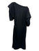 DAWEI Size 40 Black Wool Tulip Sleeve Solid Side Zip Maxi Dress Black / 40