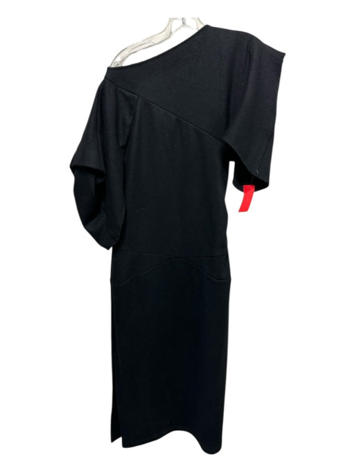 DAWEI Size 40 Black Wool Tulip Sleeve Solid Side Zip Maxi Dress Black / 40