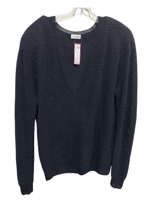 Saint Laurent Size Est M Black Alpaca Blend Long Sleeve Solid Sweater Black / Est M